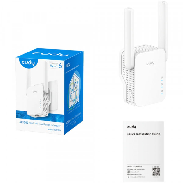 Підсилювач Wi-Fi сигналу Cudy RE1500, AX1500 Wi-Fi 6 Mesh Repeater