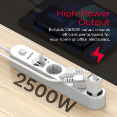 Power filtr 2.0м Energizer 4 розетки, 4xUSB 3.4A, з заземленням білий