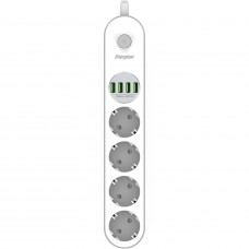 Power filtr 2.0м Energizer 4 розетки, 4xUSB 3.4A, з заземленням білий
