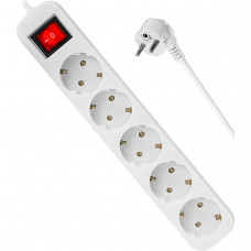 Power filtr 5.0м Defender S550, білий, 5 розеток, з вимикачем, з заземленням