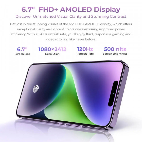 Смартфон Oukitel P1 6.7" HD /8GB/256GB/ G99 /5150mAh/ 50+32Мп / Purple