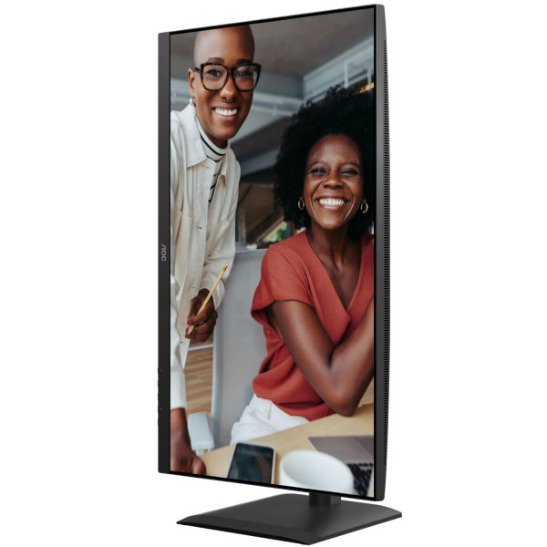 TFT 27" AOC U27E4CV, 4K UHD, IPS, 2xHDMI, DP, USB-C, RJ-45, USB hub, HAS, Pivot, кол., чорний