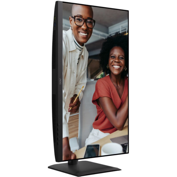 TFT 27" AOC U27E4CV, 4K UHD, IPS, 2xHDMI, DP, USB-C, RJ-45, USB hub, HAS, Pivot, кол., чорний