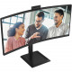 TFT 34" AOC CU34E4CW, WQHD, VA, 120Гц, вигн., 2xHDMI, DP, USB-C, RJ-45, USB-hub,cam,HAS, кол.,чорний