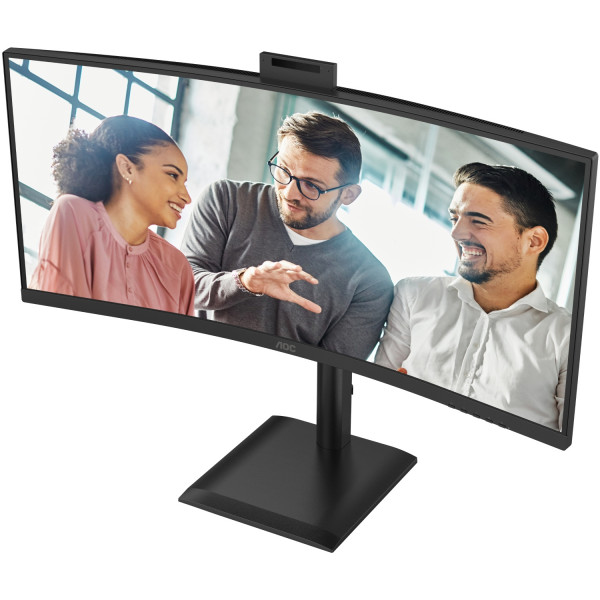 TFT 34" AOC CU34E4CW, WQHD, VA, 120Гц, вигн., 2xHDMI, DP, USB-C, RJ-45, USB-hub,cam,HAS, кол.,чорний