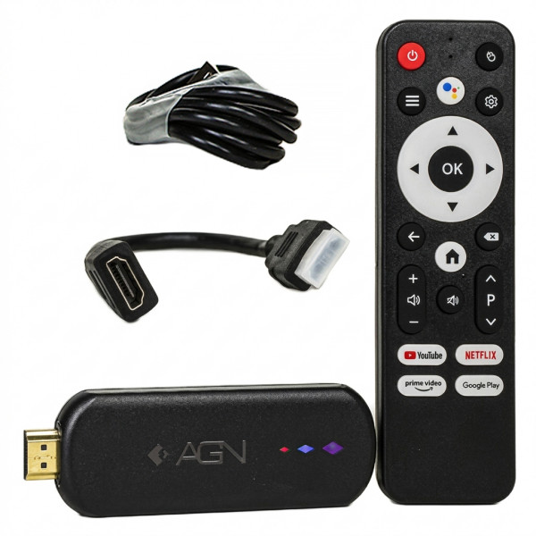 TV Медіаплеєр AGN Media Stick 2/16Gb/ Amlogic S905L3/ Android 14/ WiFi 2.4G+5G/ BT 5.4/ USB2.0/ чорн