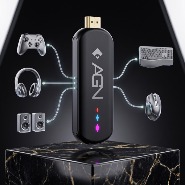 TV Медіаплеєр AGN Media Stick 2/16Gb/ Amlogic S905L3/ Android 14/ WiFi 2.4G+5G/ BT 5.4/ USB2.0/ чорн