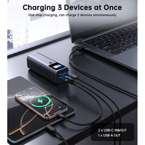 УМБ Choetech 27000mAh 140W PD5.0,QC3.0, USB-A, 2xUSB-C In/Out, TFT Display, black
