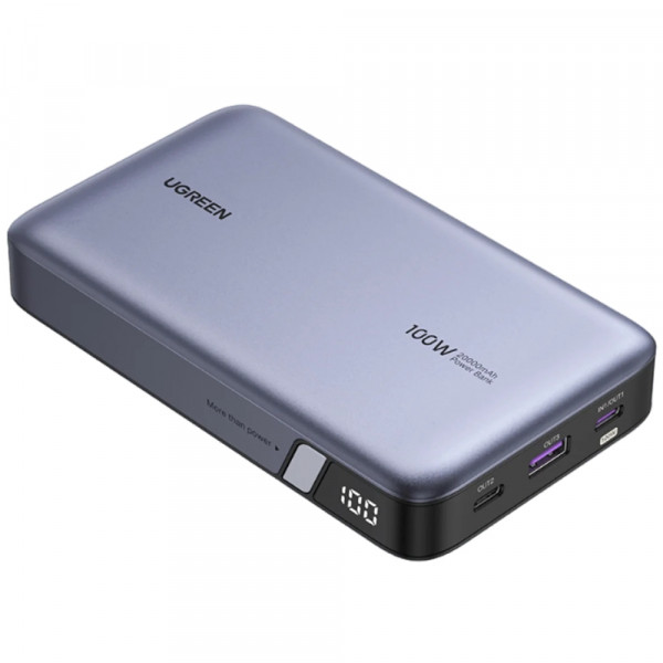 УМБ Ugreen 20000mAh 100W PD,QC, USB-A, 2xUSB-С Grey (PB720)
