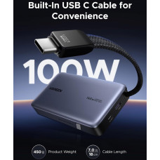 УМБ Ugreen 20000mAh 145W PD3.1.QC, USB-A,USB-С IN/OUT, with built in USB-C cable (PB551) Gray