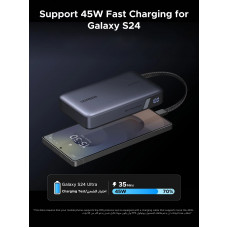 УМБ Ugreen 20000mAh PB550 67W USB-A, USB-C In/Out, with built-in USB-C cable Grey