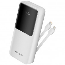 УМБ Vention 20000mAh 22.5W 3A PD Micro-USB,USB-C,2xUSB-A,Built-in USB-C+Lightning Cables White