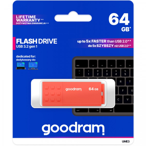 USB Flash GoodRAM 64GB USB 3.0 UME3 Orange, Retail