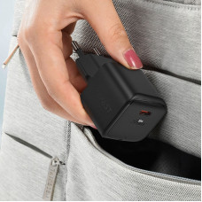 Зарядний пристрій 1xUSB-C 30W Gan A77 mini Fast Charger Black Acefast