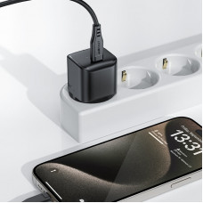 Зарядний пристрій 1xUSB-C 30W Gan A77 mini Fast Charger Black Acefast