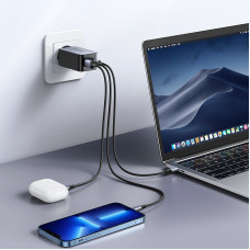 Зарядний пристрій 3xUSB 65W (2хUSB-C+USB-A) Gan CD244 Сірий Ugreen