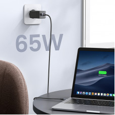 Зарядний пристрій 3xUSB 65W (2хUSB-C+USB-A) Gan CD244 Сірий Ugreen