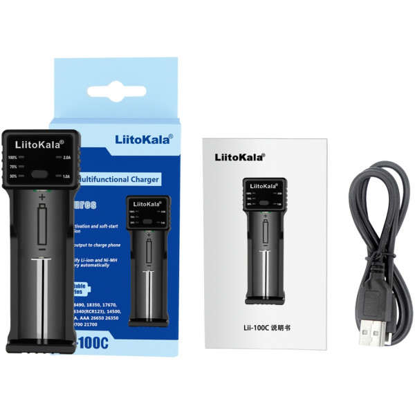 Зарядний пристрій LiitoKala Lii-100C, 1x(Lion/NiMH/NiCd), Power Bank function