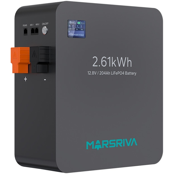 Акумуляторна батарея Marsriva LiFePO4, 12.8V/204Ah, 2.61kWh, настінне кріплення