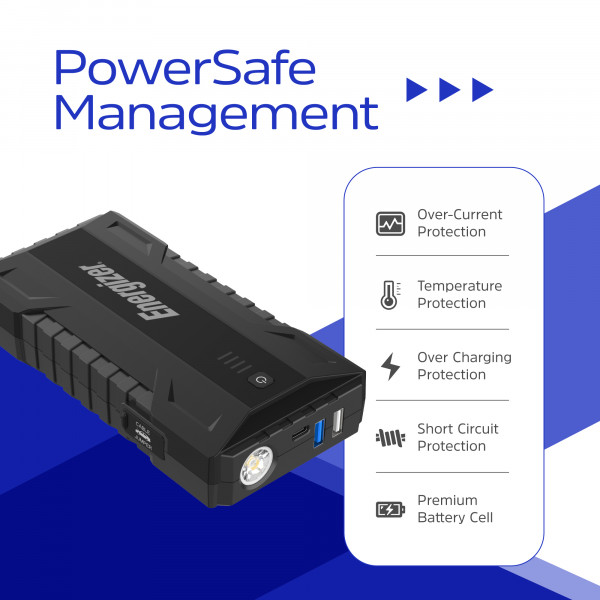 Автомобільний Jump Starter 12000mAh, 1800А, 2xUSB-A, USB-C, ліхтар Energizer