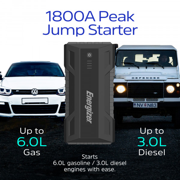 Автомобільний Jump Starter 12000mAh, 1800А, 2xUSB-A, USB-C, ліхтар Energizer