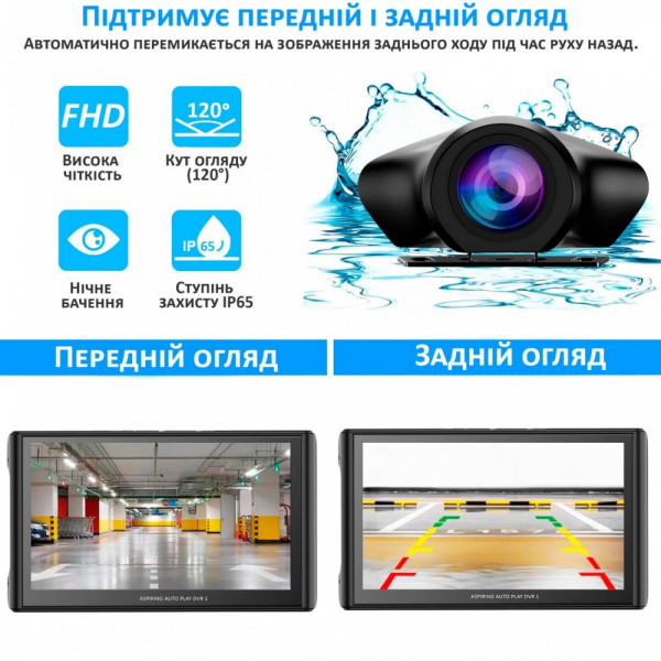 Автомобільний монітор Aspiring Auto Play DVR 1 Magnet CarPlay Android auto