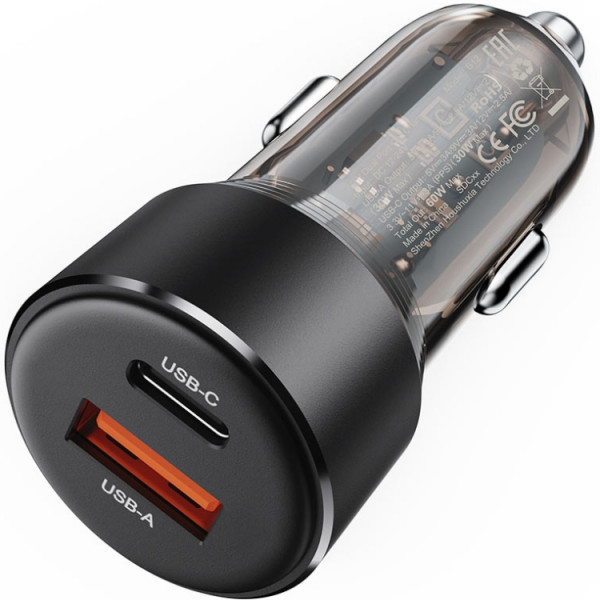 Автозарядка 2xUSB 60W (USB-C + USB-A) B12 Acefast
