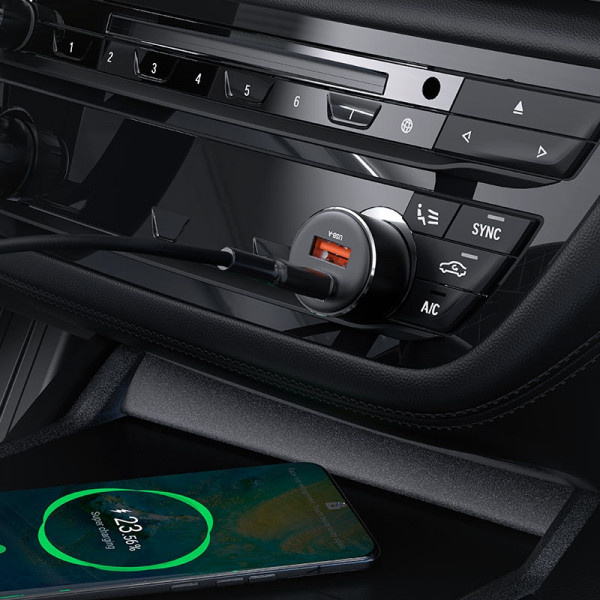 Автозарядка 2xUSB 60W (USB-C + USB-A) B12 Acefast