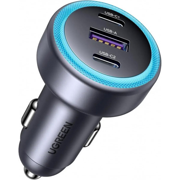 Автозарядка 3xUSB 30W (2xUSB-C + USB-A) QC 4.0 Сіра (EC307) UGREEN