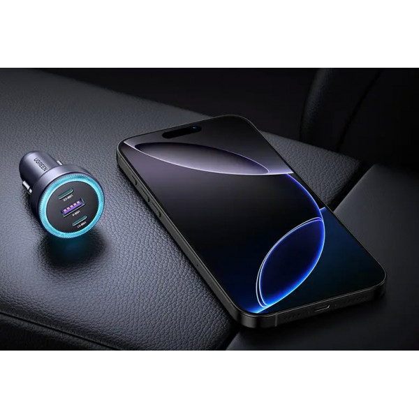 Автозарядка 3xUSB 30W (2xUSB-C + USB-A) QC 4.0 Сіра (EC307) UGREEN