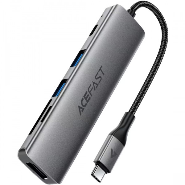 Док-станція USB3.0 Type-C -> HDMI4K@60Hz/2xUSB-A 3.0/TF/SD/USB-C 90W Hub 6-in-1 J18 Acefast