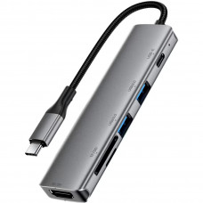 Док-станція USB3.0 Type-C -> HDMI4K@60Hz/2xUSB-A 3.0/TF/SD/USB-C 90W Hub 6-in-1 J18 Acefast