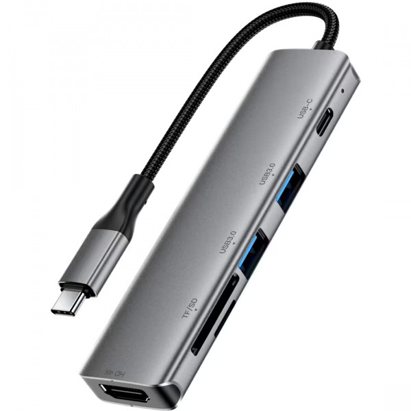 Док-станція USB3.0 Type-C -> HDMI4K@60Hz/2xUSB-A 3.0/TF/SD/USB-C 90W Hub 6-in-1 J18 Acefast