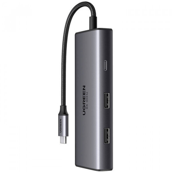 Док-станція USB3.1 Type-C -> HDMIx2,4K60Hz(8k30Hz)/USB3.0x2/Type-C/PD 100W CM498 6in1 Ugreen