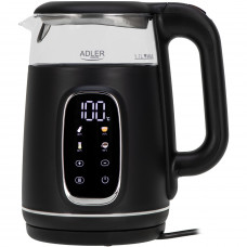 Електрочайник Adler AD 1305 black silver 1850-2200Вт/ 1.7л/ скло/ встановлення температури/