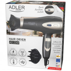 Фен Adler AD 2248 grey champane 2200Вт/ 2 швидкості/ хол.обдув/ темп.режимів-3/ іонізація/ дифузор