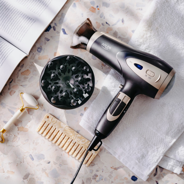 Фен Adler AD 2248 grey champane 2200Вт/ 2 швидкості/ хол.обдув/ темп.режимів-3/ іонізація/ дифузор