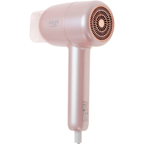 Фен Adler AD 2279p pink 1800Вт/ 2 швидкості/ хол.обдув/ темп.режимів-2/іонізація/ насадки - 1 шт.