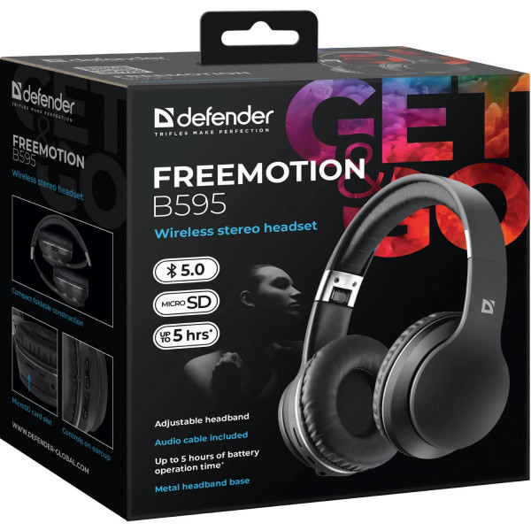 Гарнітура Defender FreeMotion B595, Bluetooth, Black