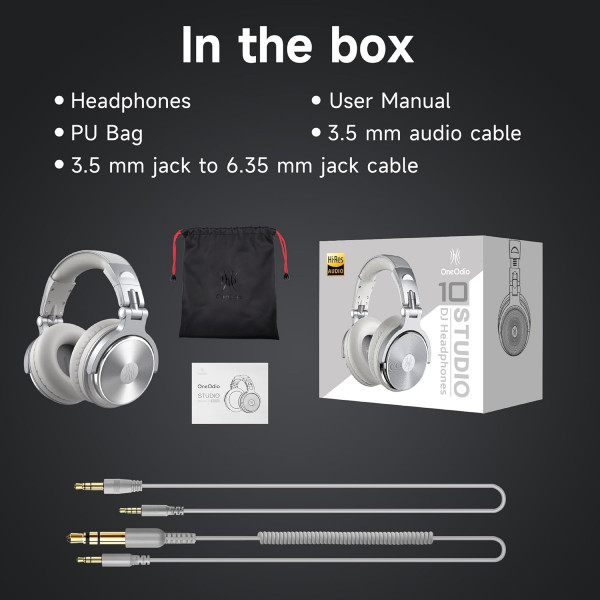 Гарнітура OneOdio Pro 10, 3,5мм/6,35мм, Silver