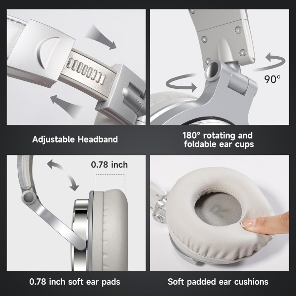 Гарнітура OneOdio Pro 10, 3,5мм/6,35мм, Silver