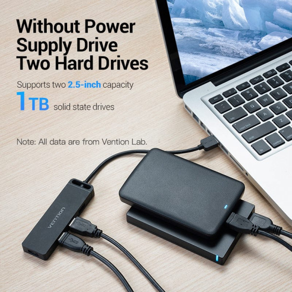 Хаб USB 2.0 -> 4xUSB 2.0, 0.15м, Black Vention