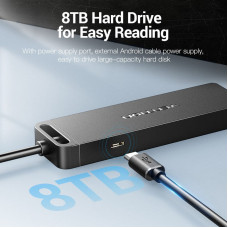 Хаб USB 2.0 -> 4xUSB 2.0, 0.15м, Black Vention