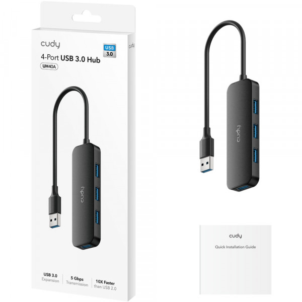 Хаб USB 3.0 Type-A -> 4хUSB 3.0 чорний Cudy
