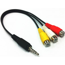 Кабель Audio/Video Jack 3.5mm M -> 3 x RCA F 0.15 м