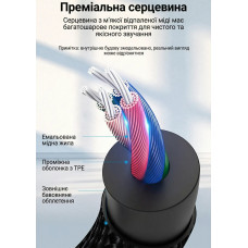 Кабель AUX Audio TRS M/M, 0.5м, сірий, обплетення, Vention