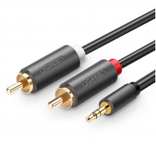 Кабель AUX Audio TRS - RCAx2 M/M 1.0м UGREEN AV102 Чорний