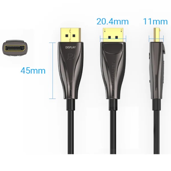 Кабель DisplayPort M - M 5.0м, V1.4, optical, 8K 60 Гц, зворотня сумісність, Zinc Alloy, Vention