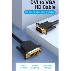 Кабель DVI (24+5) M - VGA M, 3м чорний Vention