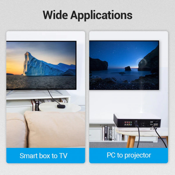 Кабель HDMI M - M, 3.0м, V2.1, 8K 60Гц обплетення, чорний Vention